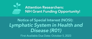 Notice of Special Interest (NOSI): Lymphatic System in Health and Disease (R01)