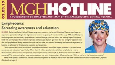 MA Chapter Co-Chair, Catherine Holley makes MGH Hotline Front Page